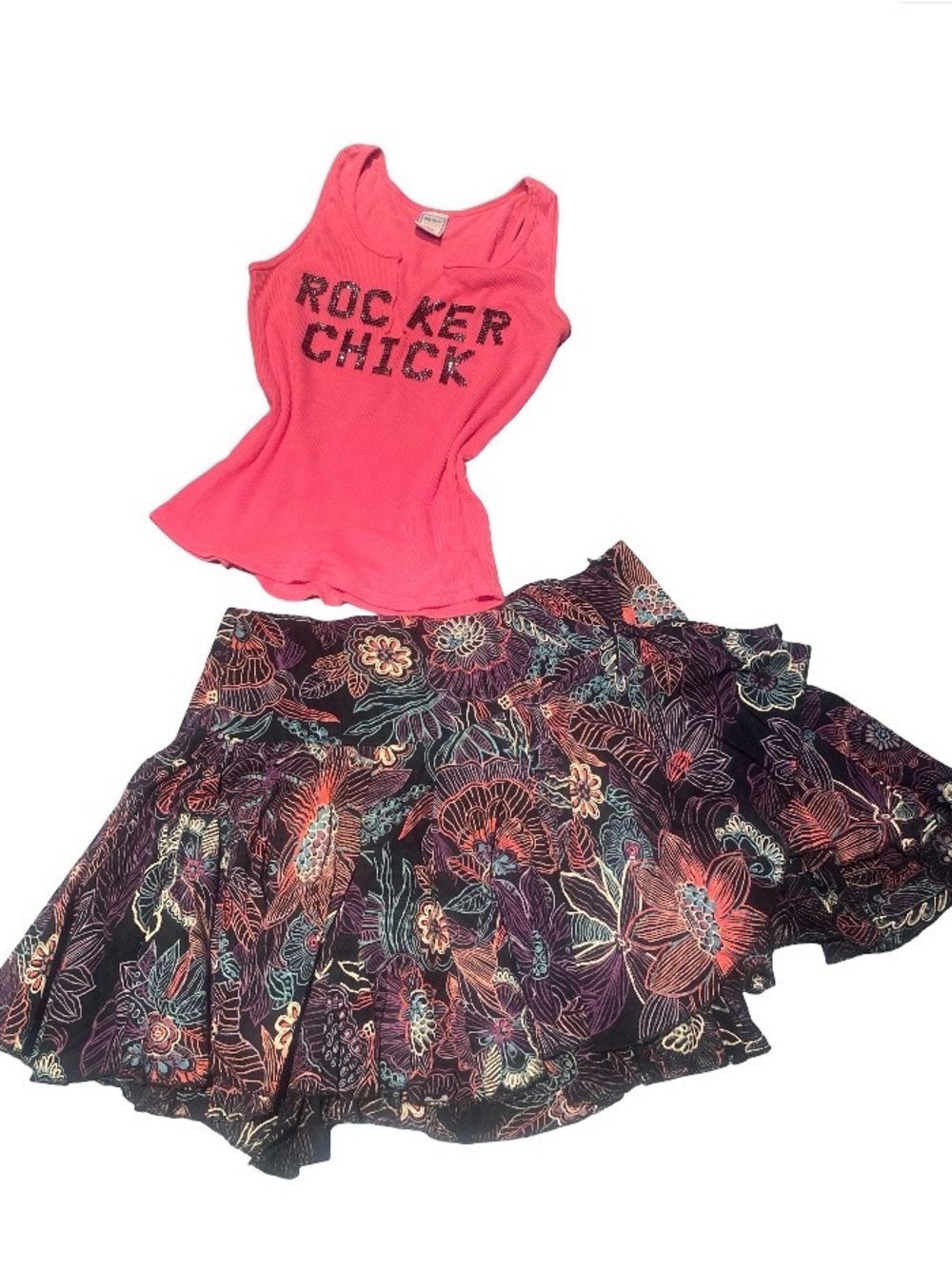Y2K Pink Tank Top with 'Rocker Chick' Text